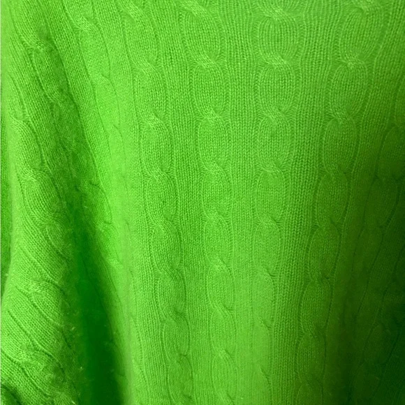 Polo Ralph Lauren Vintage 100% Cashmere Cable Knit Sweater Men Lime Green XL - Picture 2 of 5